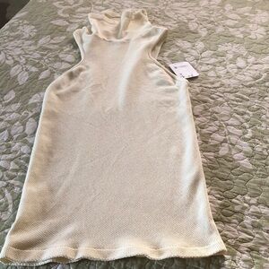 Free People Sleeveless Cream Turtleneck Knit Top